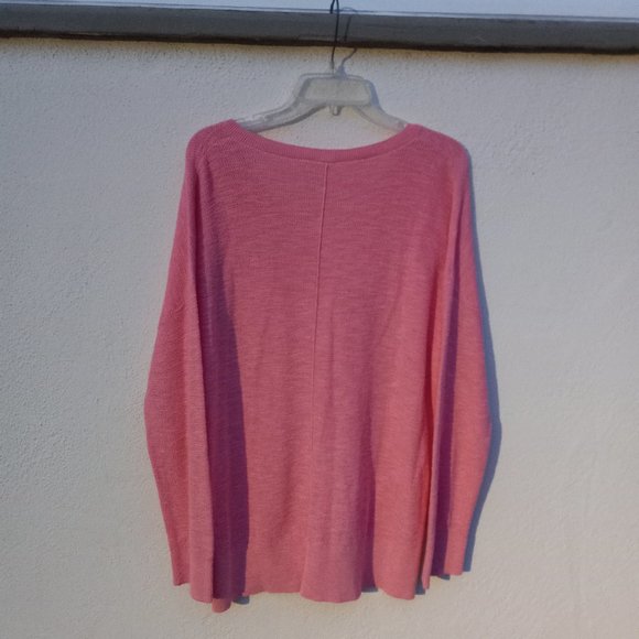 Pink 100% Cotton V Neck Sweater Size XL Eco Friendly Balletcore Spring - Picture 6 of 16